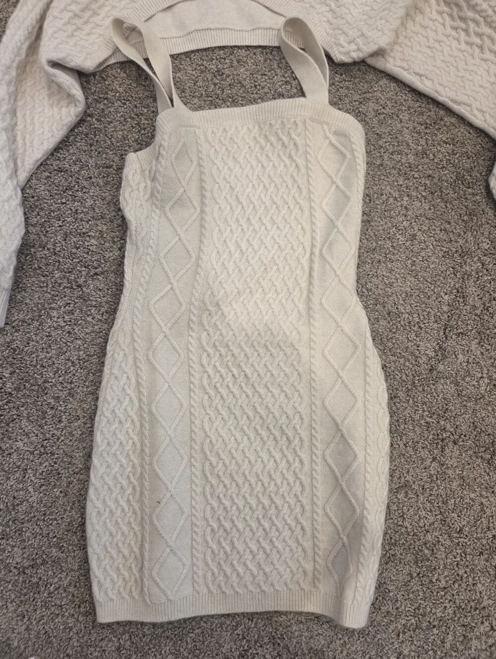 H&M 2 Piece Cable Knit Ivory Sweater Dress - Picture 3 of 4